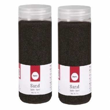 2x 475 ml zwarte decoratie zandkorrels fijn