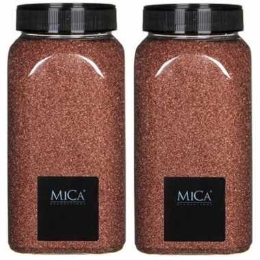 2x hobby/decoratiezand koper bruin 650 ml