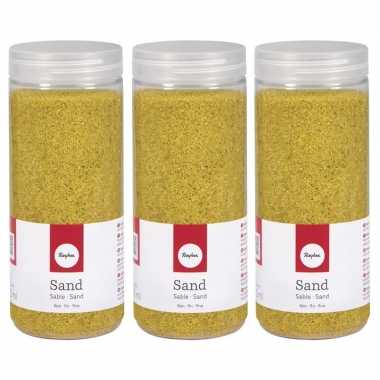 3x fijn decoratie zand geel 475 ml