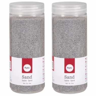 4x potjes fijn decoratie zand zilver 475 ml