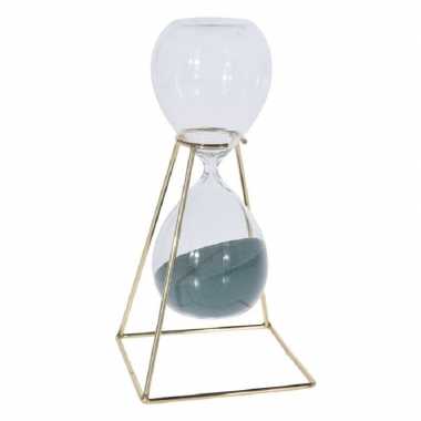 Decoratie zandloper 30 minuten blauw zand 20 cm