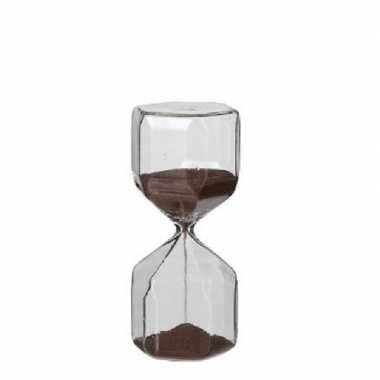 Decoratie zandloper met bruine zandkorrels 14.5 cm
