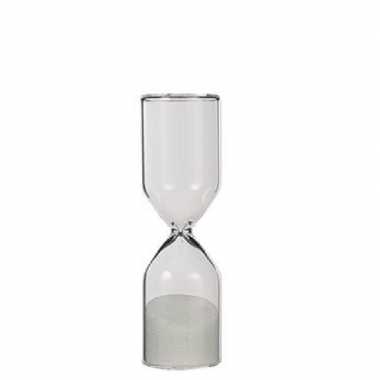 Decoratie zandloper met witte zandkorrels 12 cm