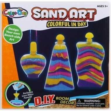 Speelzand setje met flesjes roze/paars