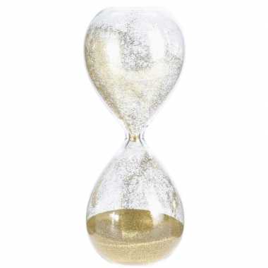 Woondecoratie zandloper fijne gouden glitters 24 cm