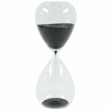 Woondecoratie zandloper grove zwarte glitters 26 cm