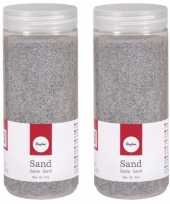 4x potjes fijn decoratie zand zilver 475 ml