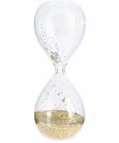 Woondecoratie zandloper grove gouden glitters 20 cm