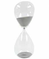 Woondecoratie zandloper grove grijze glitters 40 cm