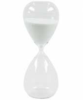 Woondecoratie zandloper grove witte glitters 40 cm