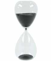 Woondecoratie zandloper grove zwarte glitters 26 cm